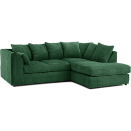 Luxor 3 Seater Green Jumbo Cord Right Hand Facing Corner Sofa - Wilko - thumbnail 3