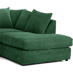 Luxor 3 Seater Green Jumbo Cord Right Hand Facing Corner Sofa - Wilko - thumbnail 5