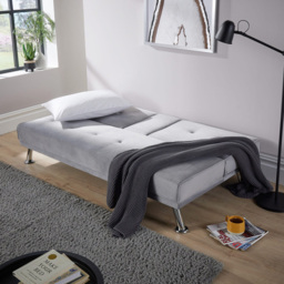 Home Source 2 Seater Grey Crushed Velvet Folding Sofa Bed with Armrests and Metal Legs - Wilko - thumbnail 7
