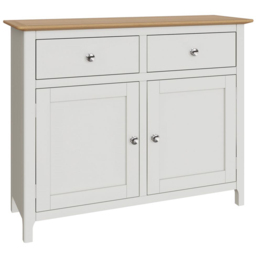 FWStyle Taberno 2 Drawer 2 Door White Linen and Oak Sideboard - Size: 76 x 96 x 33cm - Wilko - thumbnail 3