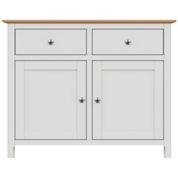 FWStyle Taberno 2 Drawer 2 Door White Linen and Oak Sideboard - Size: 76 x 96 x 33cm - Wilko - thumbnail 4