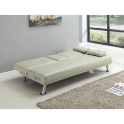 Brooklyn 2 Seater Cream Faux Leather Cinema Sofa Bed with Bluetooth Speakers - Wilko - thumbnail 3