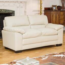 Genoa 2 Seater Cream Bonded Leather Sofa - Artemis Home - Wilko