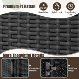 Costway 4 Storage Cube Black Rattan Wardrobe Armoire Closet - Size: 2 Door - Wilko - thumbnail 6