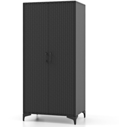 Costway 4 Storage Cube Black Rattan Wardrobe Armoire Closet - Size: 2 Door - Wilko - thumbnail 3