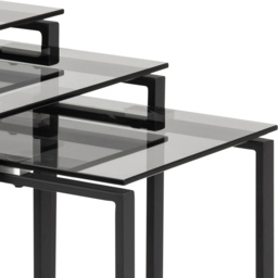 Florence Katrine Smoked Glass Top Nest of Tables Set of 3 - Black - Furniture To Go - Wilko - thumbnail 6