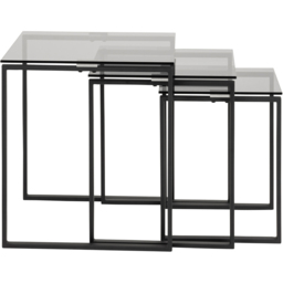 Florence Katrine Smoked Glass Top Nest of Tables Set of 3 - Black - Furniture To Go - Wilko - thumbnail 4