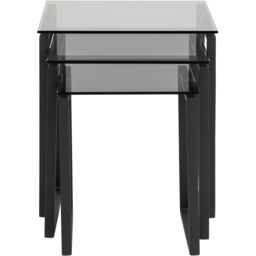 Florence Katrine Smoked Glass Top Nest of Tables Set of 3 - Black - Furniture To Go - Wilko - thumbnail 5