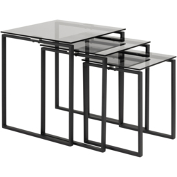 Florence Katrine Smoked Glass Top Nest of Tables Set of 3 - Black - Furniture To Go - Wilko - thumbnail 3