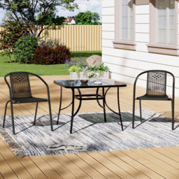 Living and Home Wicker 2 Seater Black Tempered Glass Patio Set - Wilko - thumbnail 1