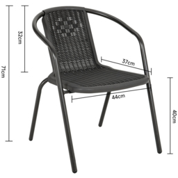 Living and Home Wicker 2 Seater Black Tempered Glass Patio Set - Wilko - thumbnail 7