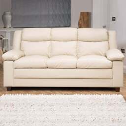 Standish 3 Seater Cream Bonded Leather Sofa - Artemis Home - Wilko - thumbnail 1