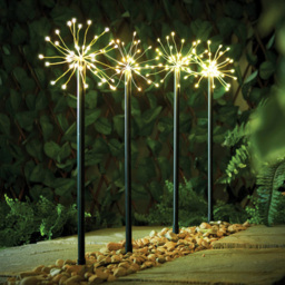 The Christmas Workshop 4 Pack 160 LED Warm White Starburst Garden Stake Light - Wilko - thumbnail 1