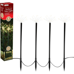 The Christmas Workshop 4 Pack 160 LED Warm White Starburst Garden Stake Light - Wilko - thumbnail 5