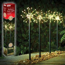The Christmas Workshop 4 Pack 160 LED Warm White Starburst Garden Stake Light - Wilko - thumbnail 7