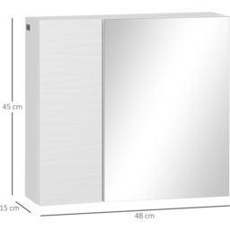 Kleankin 2 Door Mirror Bathroom Cabinet - Size: 48 x 15 x 45cm - Wilko - thumbnail 7
