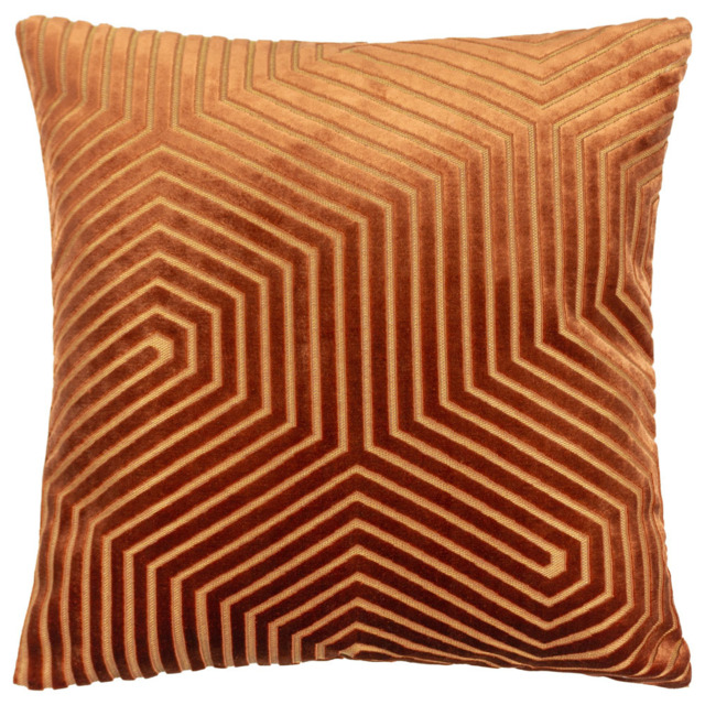 Paoletti Evoke Brick Cut Velvet Cushion - Size: 45 x 45 cm - Brown - Wilko - image 1
