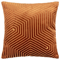 Paoletti Evoke Brick Cut Velvet Cushion - Size: 45 x 45 cm - Brown - Wilko