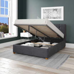 Aspire Hepburn Single Steel Plush Velvet Ottoman Bed - Silver - Aspire Beds - Wilko - thumbnail 3