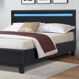 Comfy Living Single Black Faux Leather Bed Frame with LED Strip - Wilko - thumbnail 3