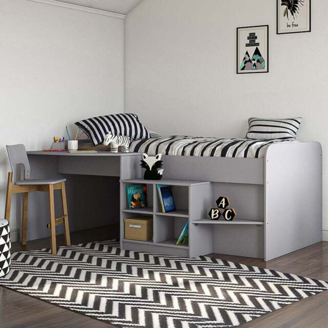 Kudl Grey MFC Pilot Cabin Bed - Size: Single - Wilko - image 1