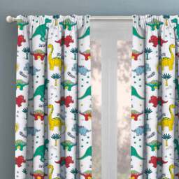 Velosso Dinosaur Pencil Pleat Curtains 168 x 137cm - Size: W 168 x D 137cm - Multi - Wilko - thumbnail 3
