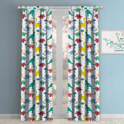 Velosso Dinosaur Pencil Pleat Curtains 168 x 137cm - Size: W 168 x D 137cm - Multi - Wilko