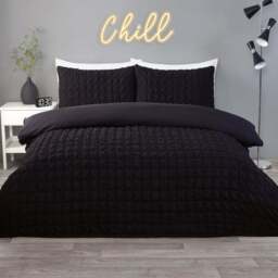 Kingston Check Duvet Set Black King - My Home - Wilko