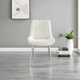 Furniturebox Copeland Cesano Marble Effect 6 Seater Dining Set White Cream and Chrome - Wilko - thumbnail 5