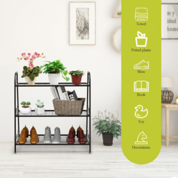 Costway 3 Shelf Metal Plant Stand - Size: 83 x 40 x 9cm - Black - Wilko - thumbnail 7