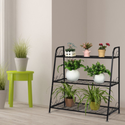 Costway 3 Shelf Metal Plant Stand - Size: 83 x 40 x 9cm - Black - Wilko - thumbnail 3