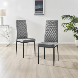 Furniturebox Arona Valera 4 Seater Round Dining Set Grey Black and Chrome - Wilko - thumbnail 4