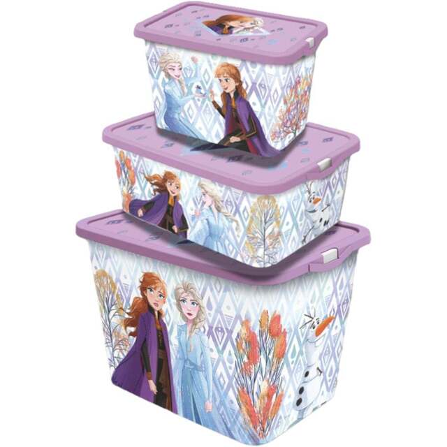 Frozen Storage Box 3 Piece - Size: 27 x 29 x 39cm - Multi - Wilko - image 1