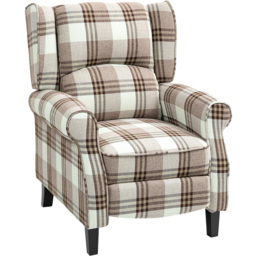 HOMCOM Brown Farmhouse Wingback Recliner Armchair with Footrest - Size: Single - Wilko - thumbnail 3
