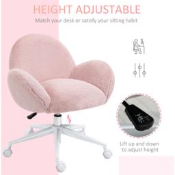 Portland Pink Fluffy Swivel Office Chair - Size: 67 x 64 x 75cm - Wilko - thumbnail 5