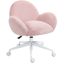 Portland Pink Fluffy Swivel Office Chair - Size: 67 x 64 x 75cm - Wilko - thumbnail 3