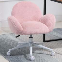 Portland Pink Fluffy Swivel Office Chair - Size: 67 x 64 x 75cm - Wilko