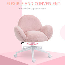 Portland Pink Fluffy Swivel Office Chair - Size: 67 x 64 x 75cm - Wilko - thumbnail 6