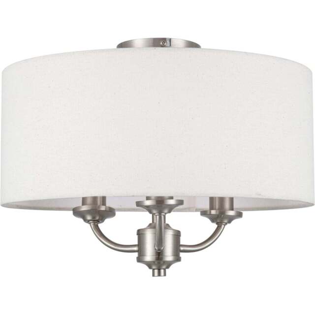 Cosylyte Winston 3 Light Faux Linen Shade Ceiling Light - Size: 19.5 x 39.5 x 39.5cm - Silver - Wilko - image 1