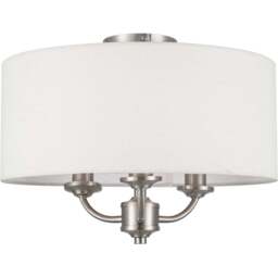 Cosylyte Winston 3 Light Faux Linen Shade Ceiling Light - Size: 19.5 x 39.5 x 39.5cm - Silver - Wilko