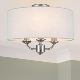 Cosylyte Winston 3 Light Faux Linen Shade Ceiling Light - Size: 19.5 x 39.5 x 39.5cm - Silver - Wilko - thumbnail 3