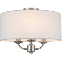 Cosylyte Winston 3 Light Faux Linen Shade Ceiling Light - Size: 19.5 x 39.5 x 39.5cm - Silver - Wilko - thumbnail 4