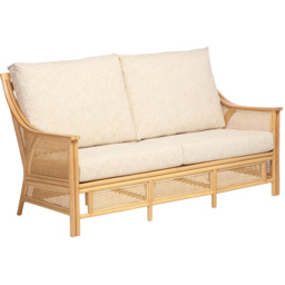 Desser Furniture Chester 3 Seater Natural Rattan Cotton Cream Sofa - Brown - Wilko - thumbnail 3