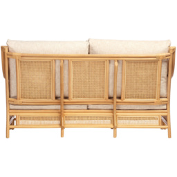 Desser Furniture Chester 3 Seater Natural Rattan Cotton Cream Sofa - Brown - Wilko - thumbnail 6