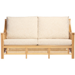 Desser Furniture Chester 3 Seater Natural Rattan Cotton Cream Sofa - Brown - Wilko - thumbnail 4