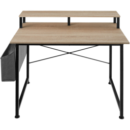 tectake Single Shelf Light Oak Sonoma Wooden Desk with Fabric Bag - Size: 90 x 120 x 60cm - Brown - Wilko - thumbnail 4