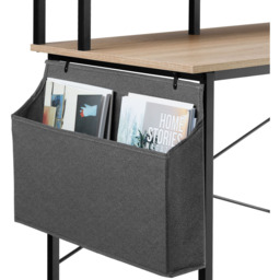 tectake Single Shelf Light Oak Sonoma Wooden Desk with Fabric Bag - Size: 90 x 120 x 60cm - Brown - Wilko - thumbnail 5