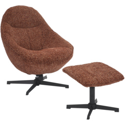 Serene Copper Blush Swivel Lounge Chair and Footstool Set - Size: Single - Burnt Orange - Shankar - Wilko - thumbnail 3