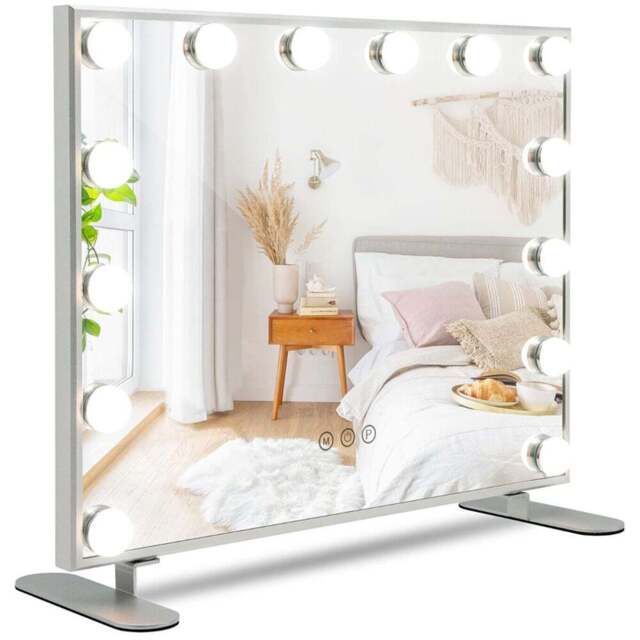 Costway White 3 Colour LED Touch Vanity Mirror 43 x 50cm - Wilko - image 1