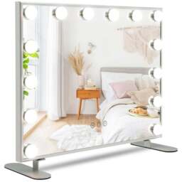Costway White 3 Colour LED Touch Vanity Mirror 43 x 50cm - Wilko - thumbnail 1